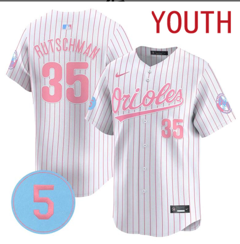 Youth Baltimore Orioles #35 Rutschman white with red strips 2024 Nike MLB jersey->youth nfl jersey->Youth Jersey